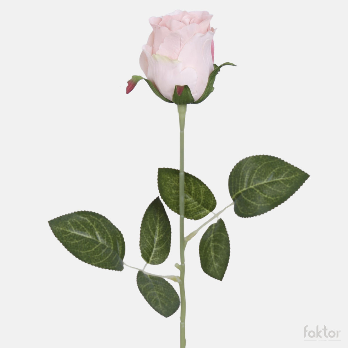 Vaaleanpunainen tekoruusun kukkavarsi, 45 cm