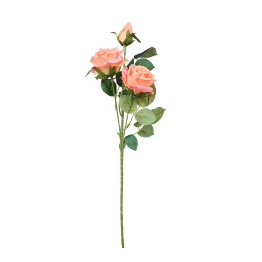 Vaaleanpunainen tekoruusun kukkavarsi, 58 cm