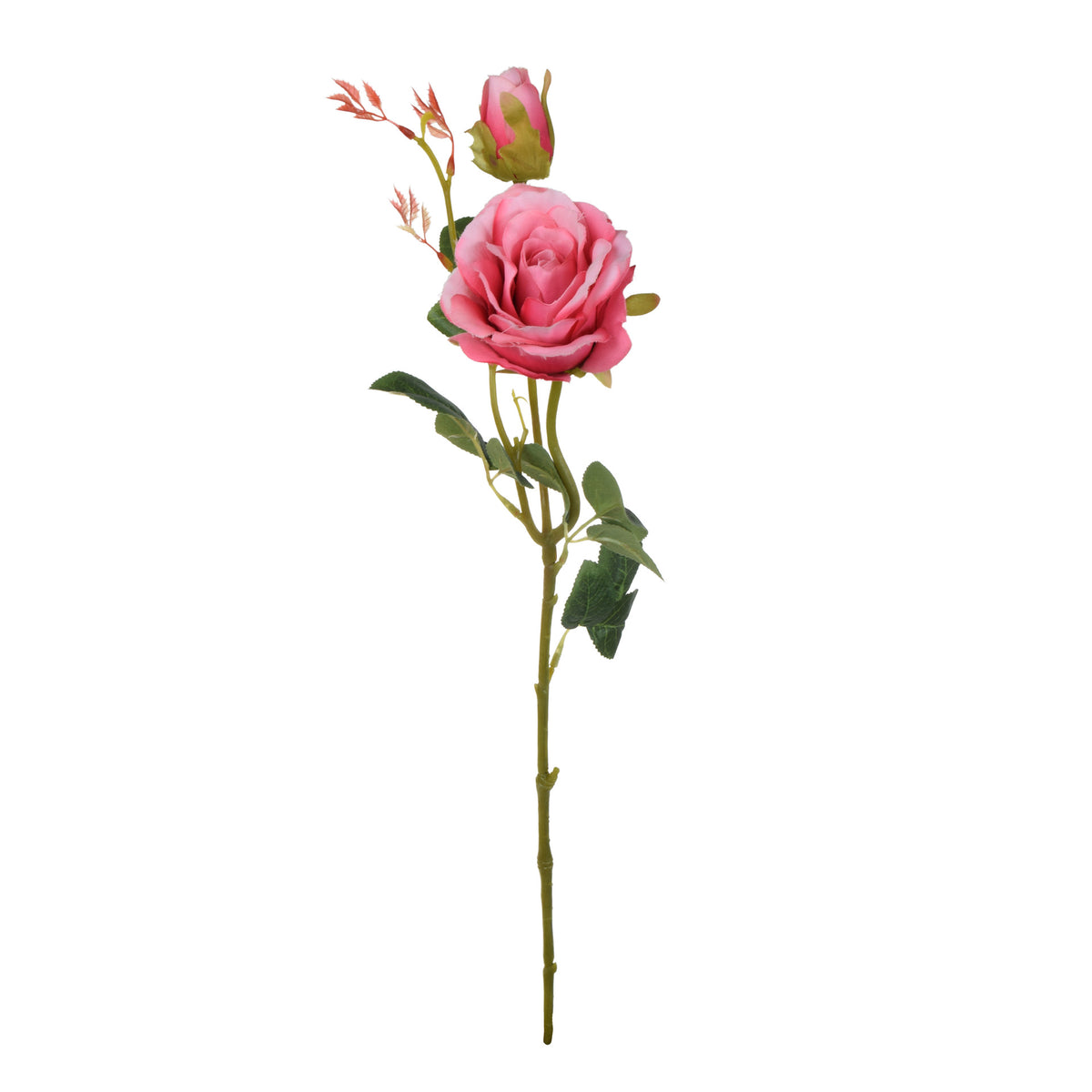 Vaaleanpunainen tekoruusun kukkavarsi, 65 cm