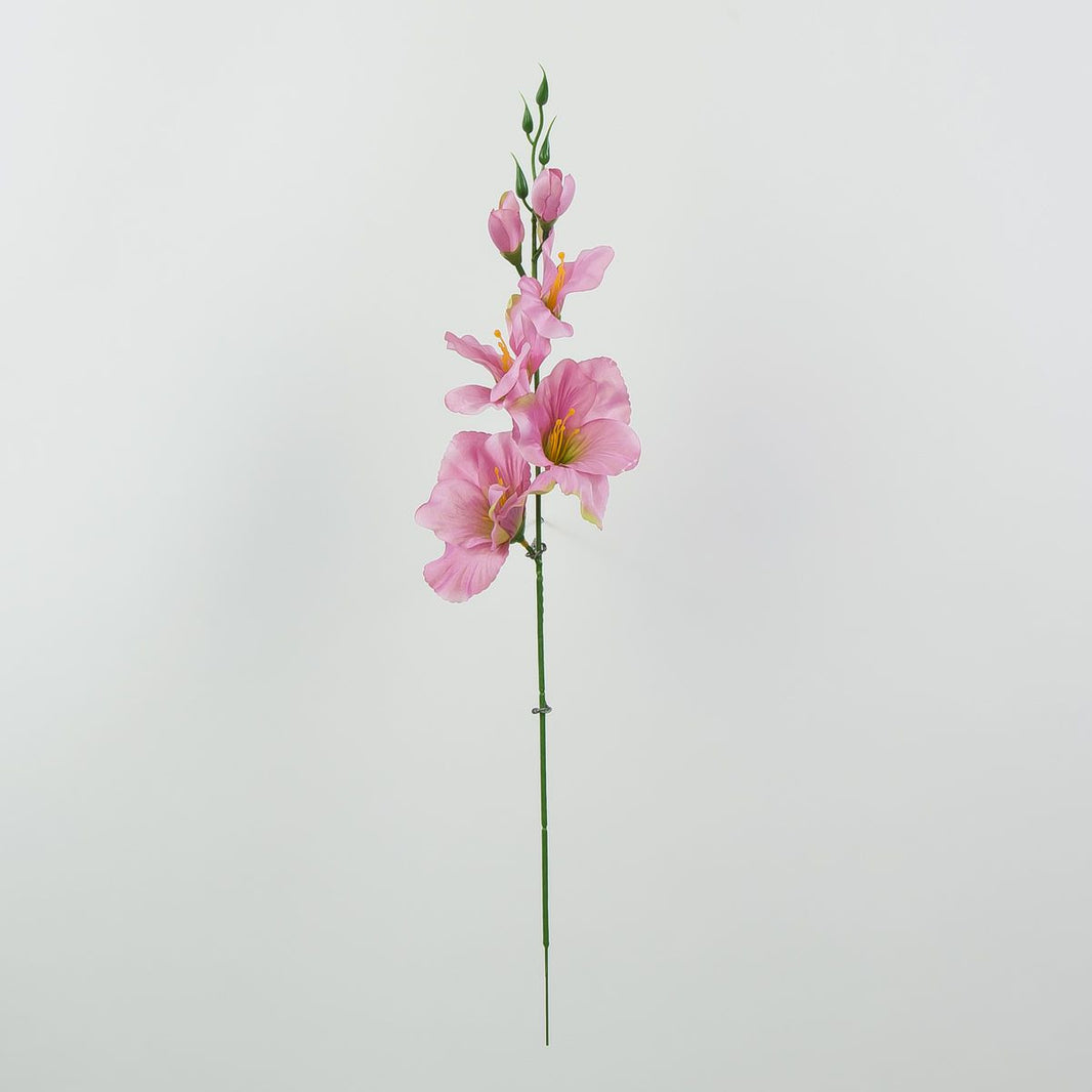 Vaaleanpunainen/vihreä gladiolus – tekokukka, satiini, 12 kpl