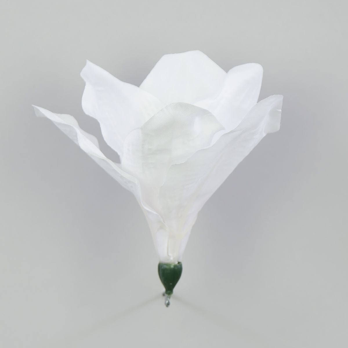 Valkoinen amaryllis – tekokukkapää, satiini, 13 cm, 12 kpl