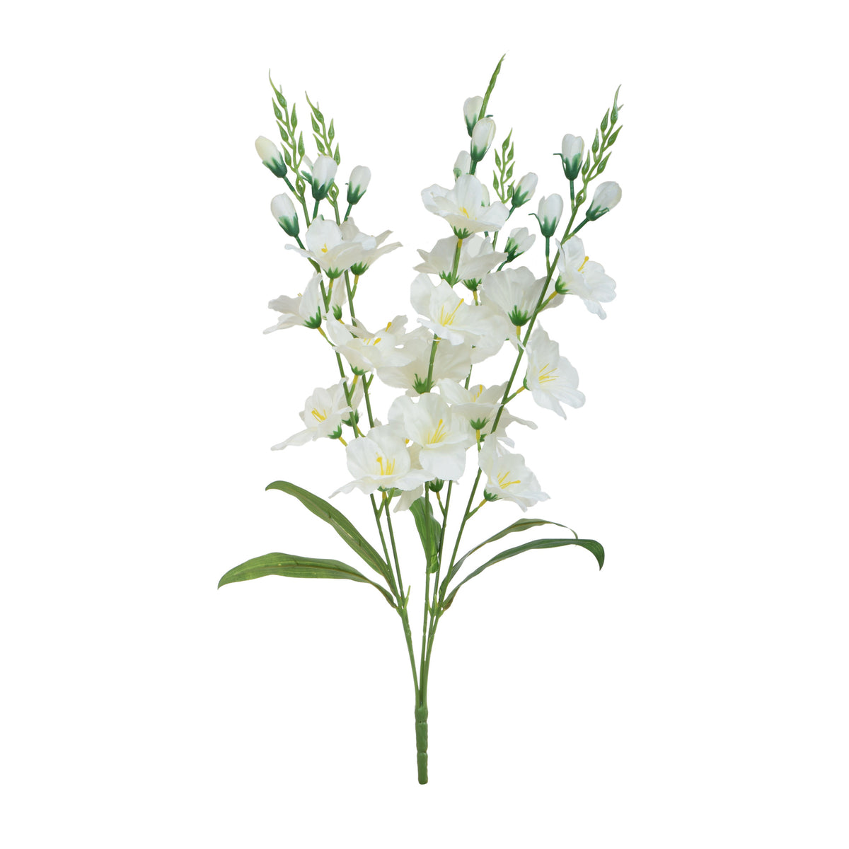 Valkoinen gladiolus – tekokukkakimppu, 70 cm