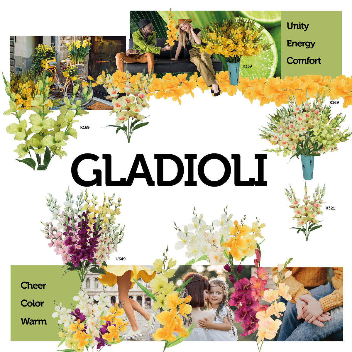 Valkoinen gladiolus – tekokukkakimppu, 70 cm