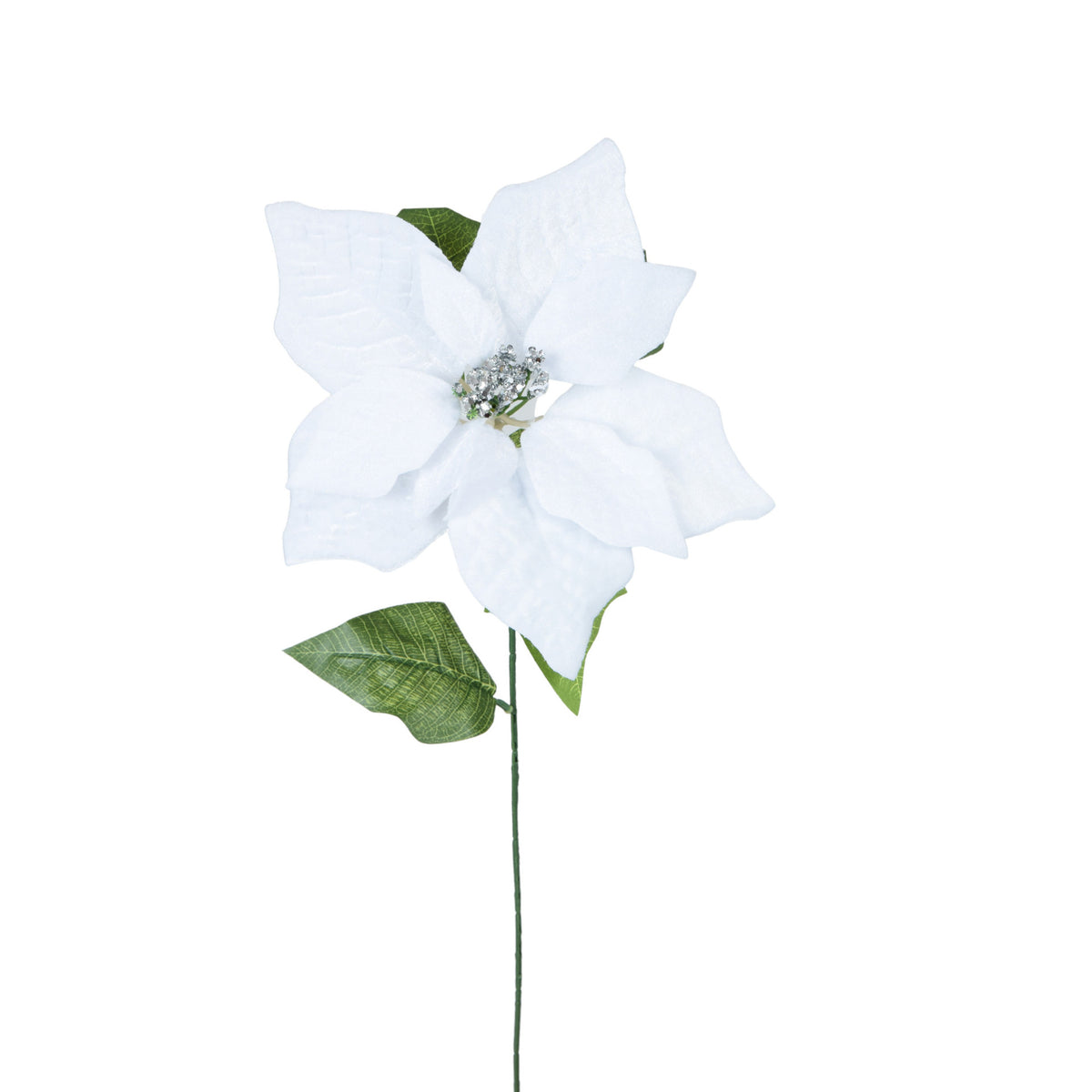 Valkoinen joulutähti – tekokukka, sametti, 65 cm