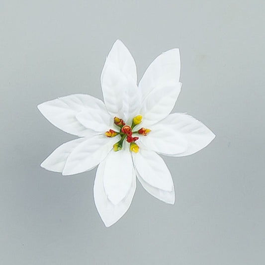 Valkoinen joulutähti – tekokukkapää, 8.5 cm