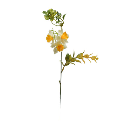 Valkoinen/keltainen tekonarsissin kukkavarsi, kumipinta, 45 cm