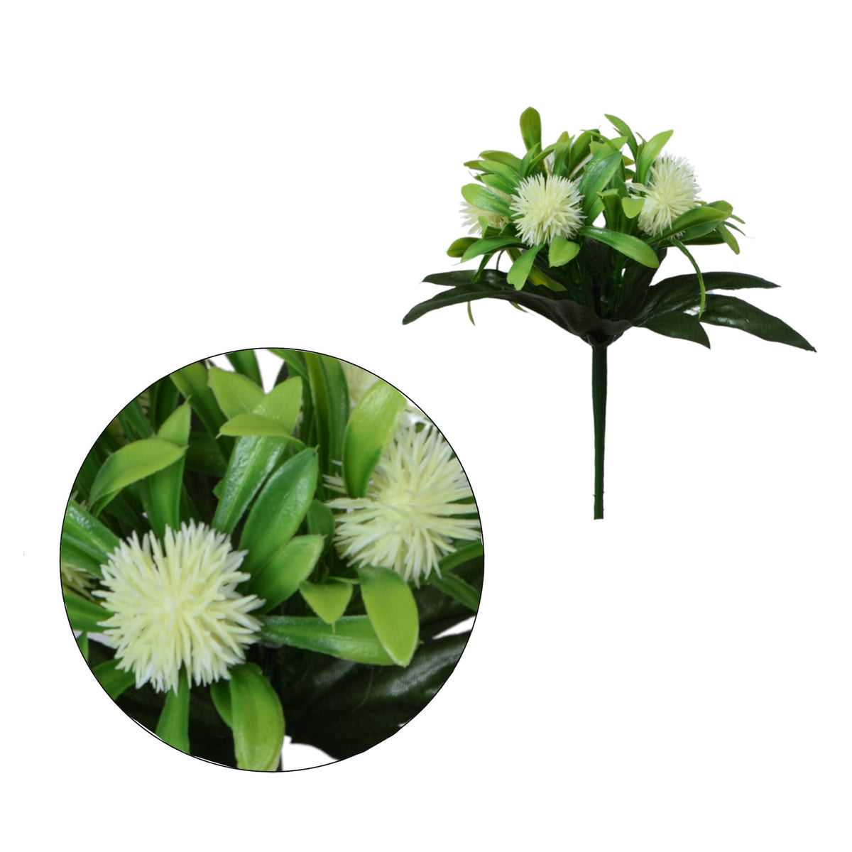 Valkoinen tekoohdakkeen kimppu, 19 cm