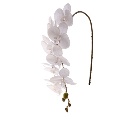 Valkoinen tekoorkidean kukkavarsi, satiini, 92 cm