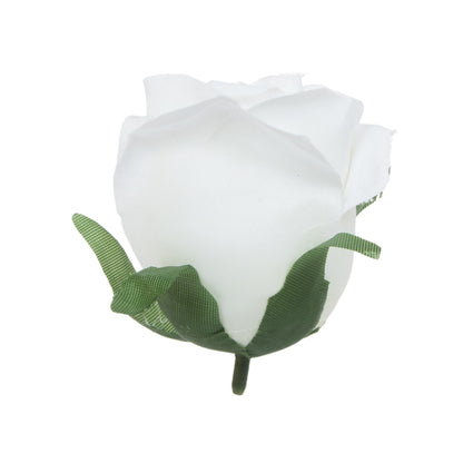 Valkoinen tekoruusun kukkapää, 4 cm