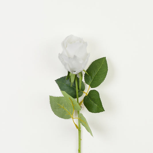 Valkoinen tekoruusun kukkavarsi, 45 cm