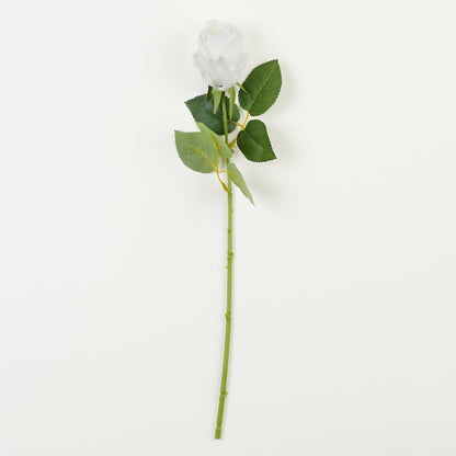 Valkoinen tekoruusun kukkavarsi, 45 cm