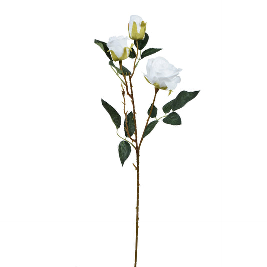 Valkoinen tekoruusun kukkavarsi, 62 cm
