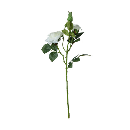Valkoinen tekoruusun kukkavarsi, kumipinta, 53 cm