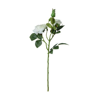 Valkoinen tekoruusun kukkavarsi, kumipinta, 53 cm