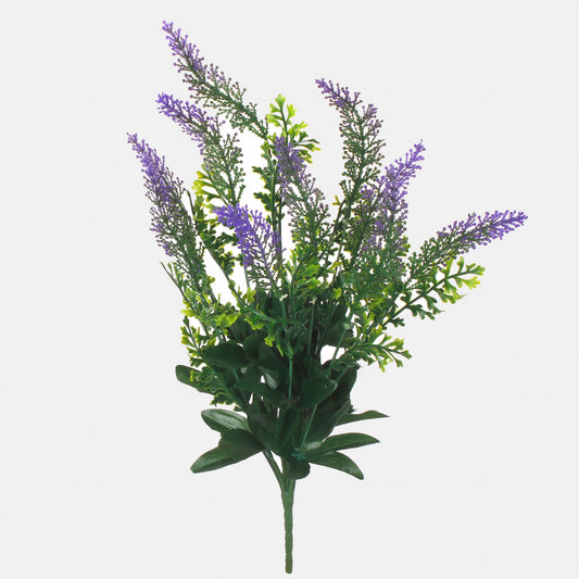 Vihreä/laventeli kanerva – tekokukkakimppu, 43 cm