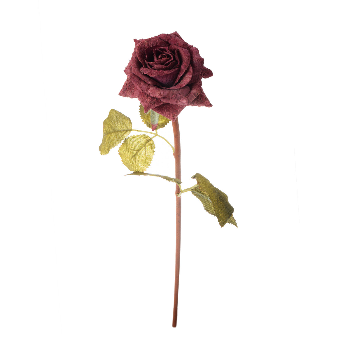 Vihreä punainen tekoruusun kukkavarsi, 45 cm