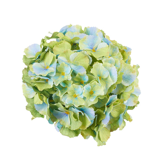 Vihreä/sininen tekohortensian kukkapää, 21 cm