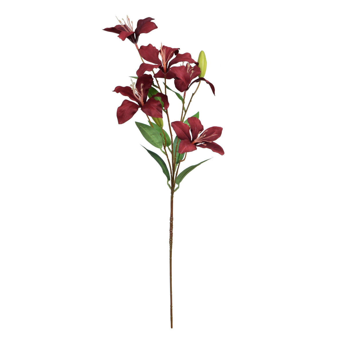 Viininpunainen tekoliljan kukkavarsi, 70 cm