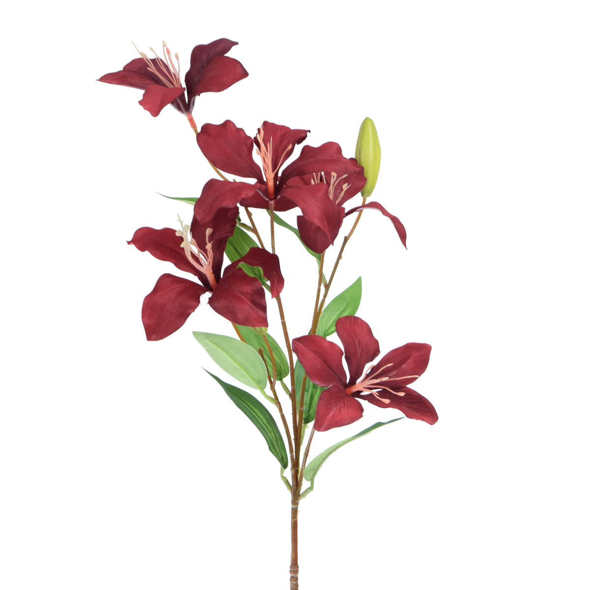 Viininpunainen tekoliljan kukkavarsi, 70 cm