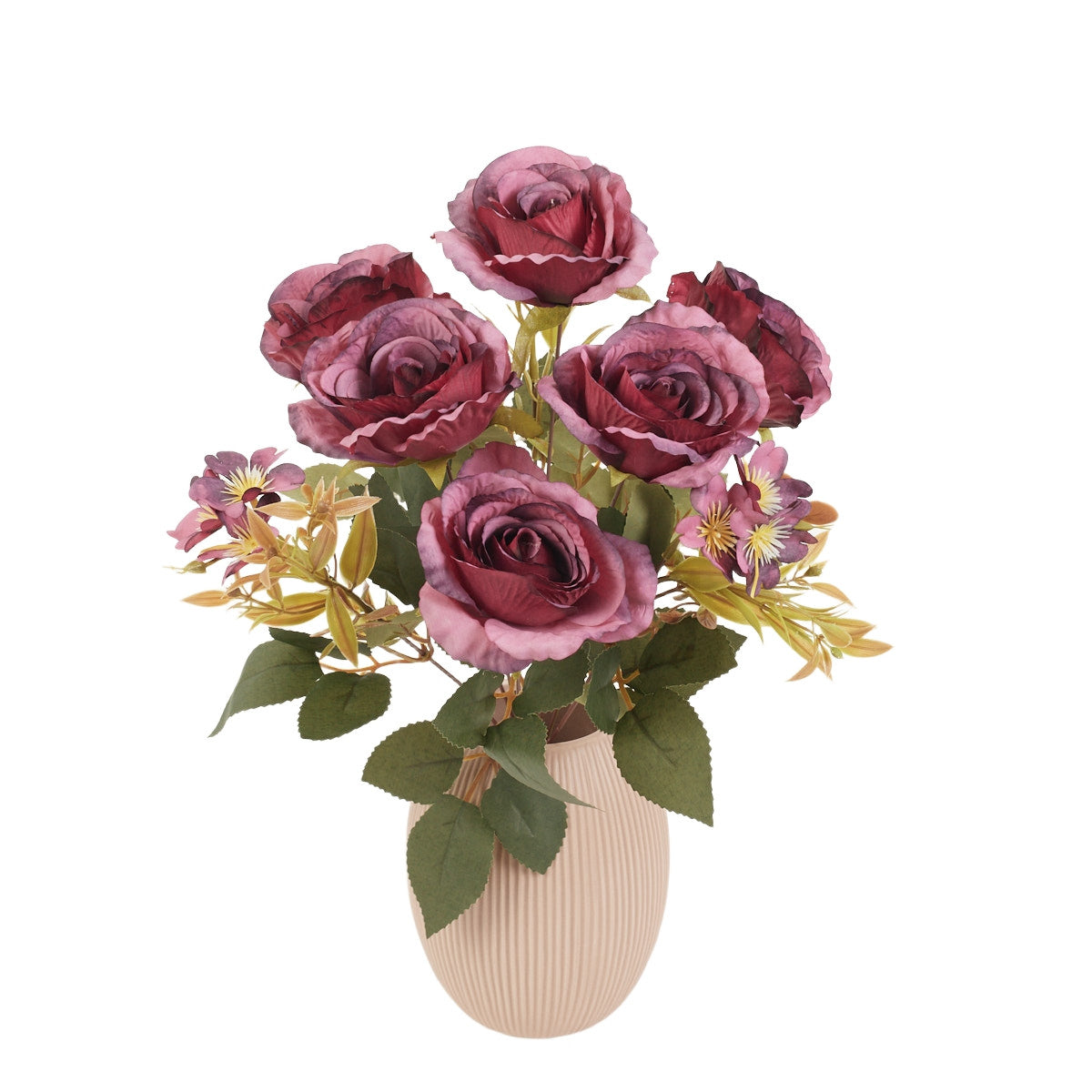 Viininpunainen tekoruusun kimppu
