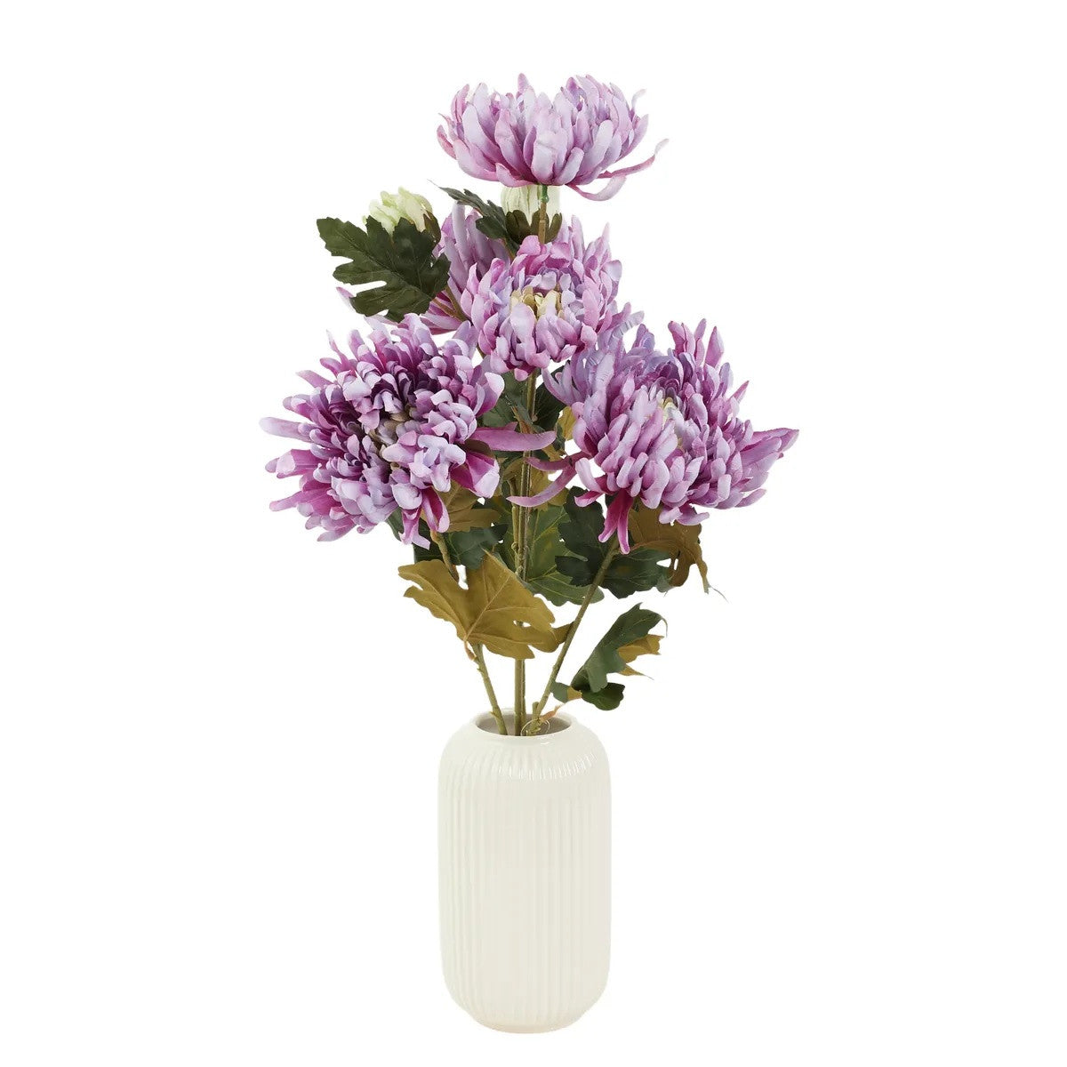 Violetti tekokrysanteemin kimppu