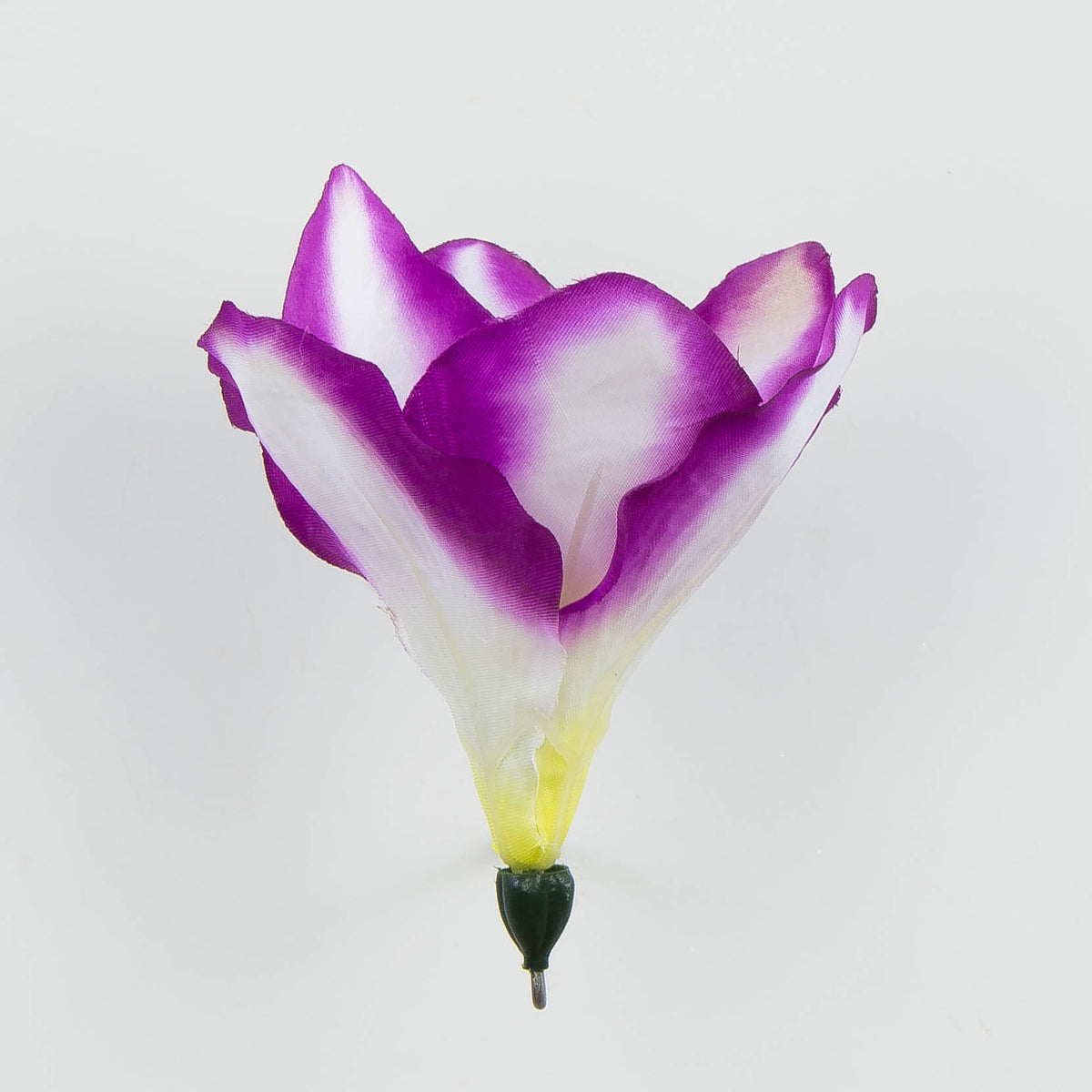 Violetti/valkoinen/kerma amaryllis – tekokukkapää, satiini, 13 cm, 12 kpl