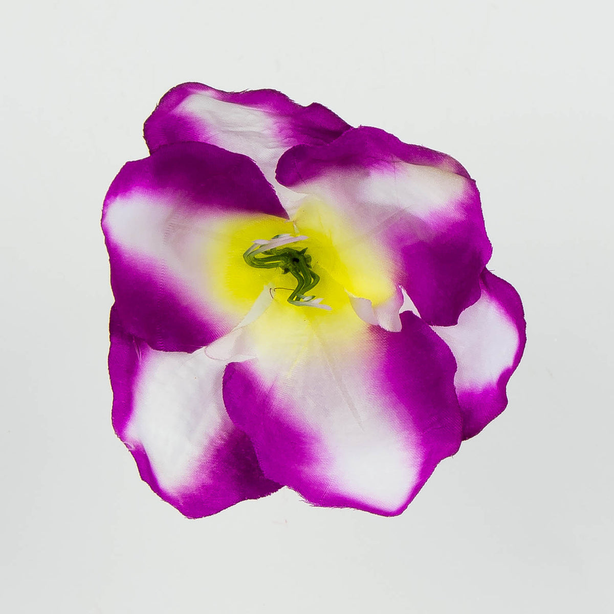 Violetti/valkoinen/kerma amaryllis – tekokukkapää, satiini, 13 cm, 12 kpl
