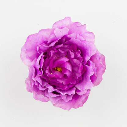 Violetti/valkoinen tekopionin kukkapää, 5 cm, 12 kpl
