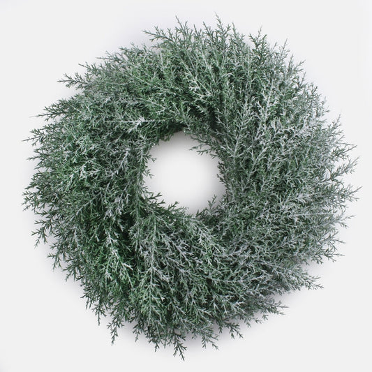 Lumen peittämä sypressikranssi 14" 
pakkasvihreä