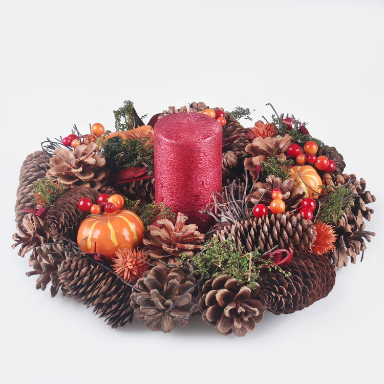 Syksy kranssi kurpitsoilla 30 cm oranssi - Tekokukat.fi