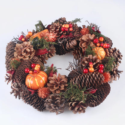 Syksy kranssi kurpitsoilla 30 cm oranssi - Tekokukat.fi