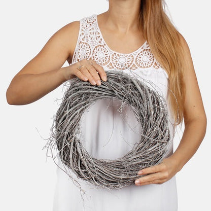 Maalaismainen linnunpesäkranssi 30 cm 
valkoinen