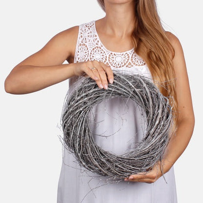 Maalaismainen linnunpesäkranssi 35 cm 
valkoinen