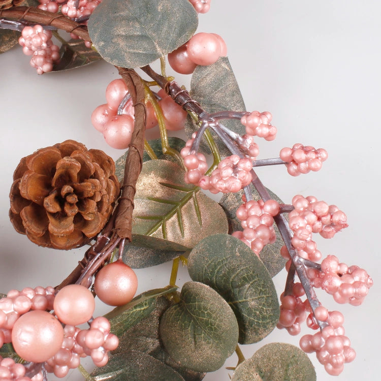 Marjakranssi eukalyptuksella vaaleanpunainen - Tekokukat.fi