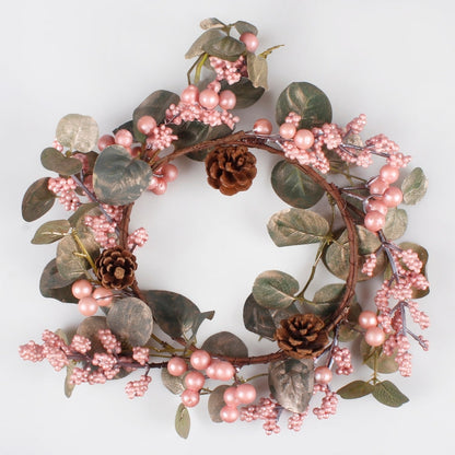 Marjakranssi eukalyptuksella vaaleanpunainen - Tekokukat.fi