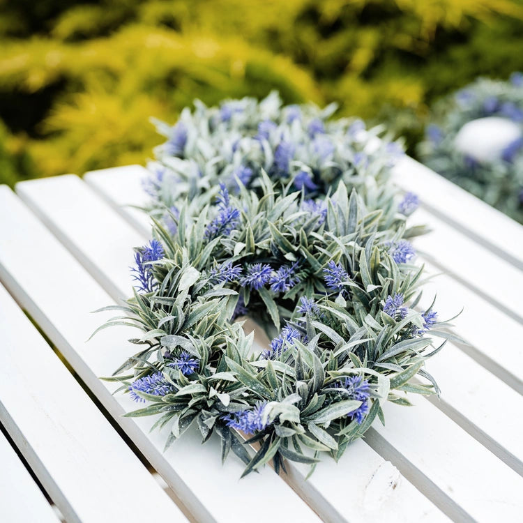 Laventeli kranssi frostygreen/lavender - Tekokukat.fi