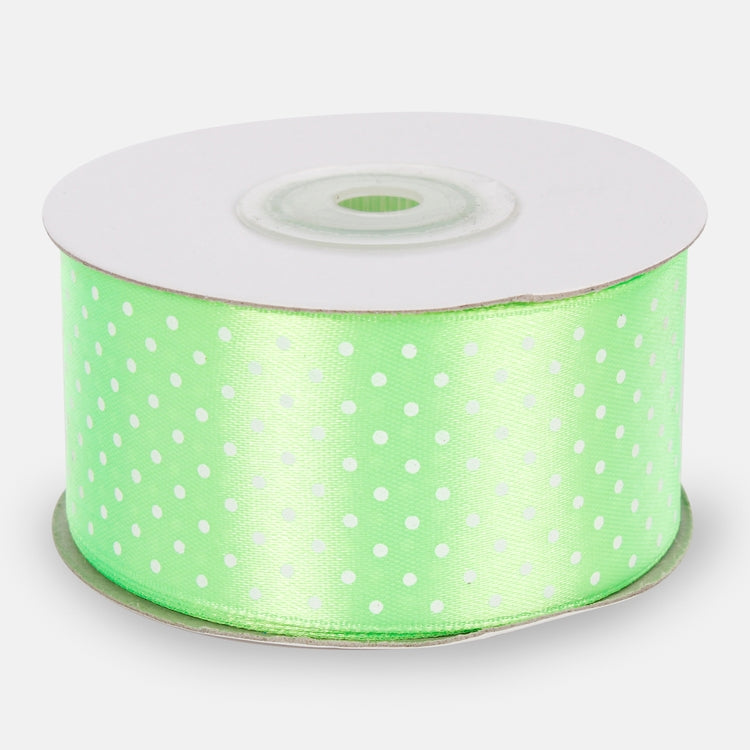 Pisteellinen satiininauha 3,8 cm/25 yd Omenanvihreä - Tekokukat.fi